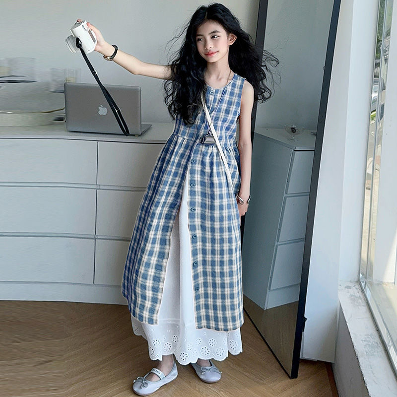 Girls Plaid Blouse Skirt Summer Two-Piece Set – Baby & Children's Outfits – Image 3