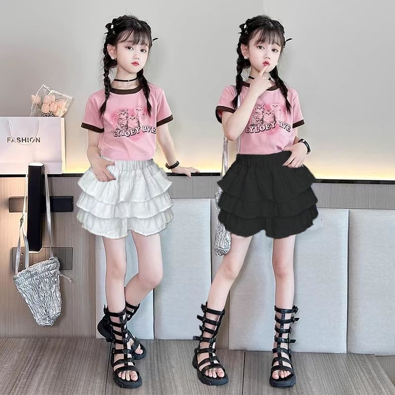 Girls Cartoon Letter Skirt Summer Set – Baby & Children's Outfits – Image 1