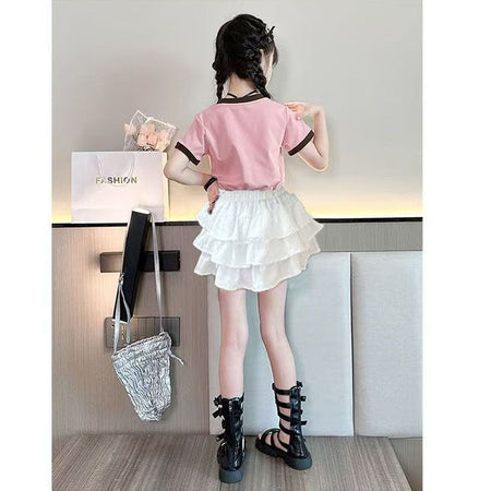 Girls Cartoon Letter Skirt Summer Set – Baby & Children's Outfits – Image 4