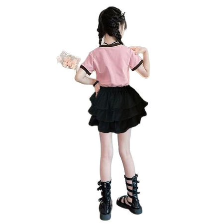 Girls Cartoon Letter Skirt Summer Set – Baby & Children's Outfits – Image 5