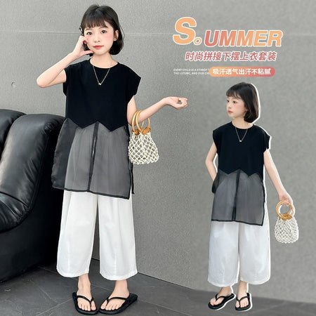 Girls Mesh Top Pants Summer Two-Piece Set – Baby & Children's Outfits – Image 2