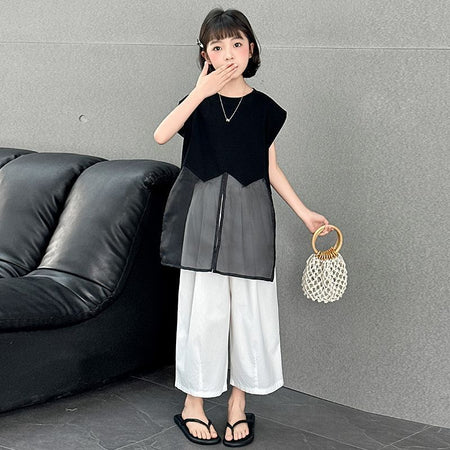 Girls Mesh Top Pants Summer Two-Piece Set – Baby & Children's Outfits – Image 1