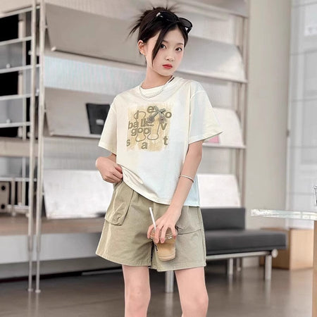 Girls Letter Shorts Summer Two-Piece Set – Baby & Children's Outfits – Image 3