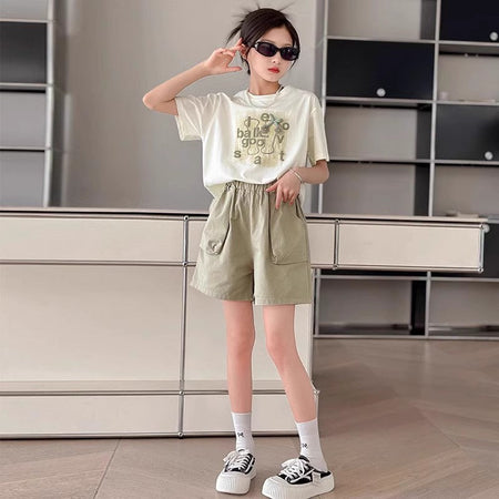 Girls Letter Shorts Summer Two-Piece Set – Baby & Children's Outfits – Image 4