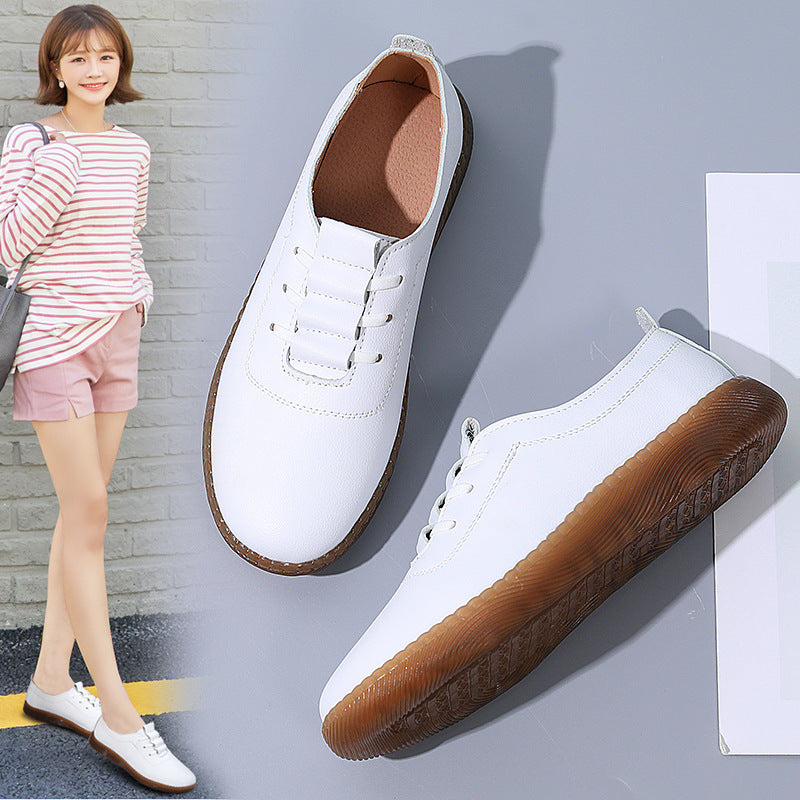 Women Leather White Slip-On Casual Shoes