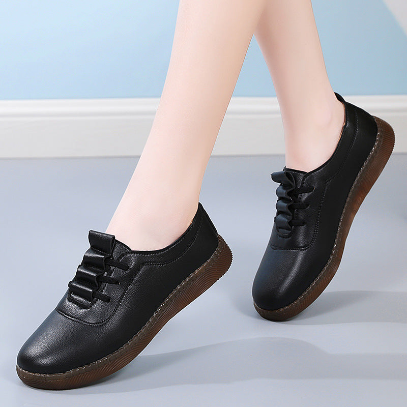 Women Leather White Slip-On Casual Shoes
