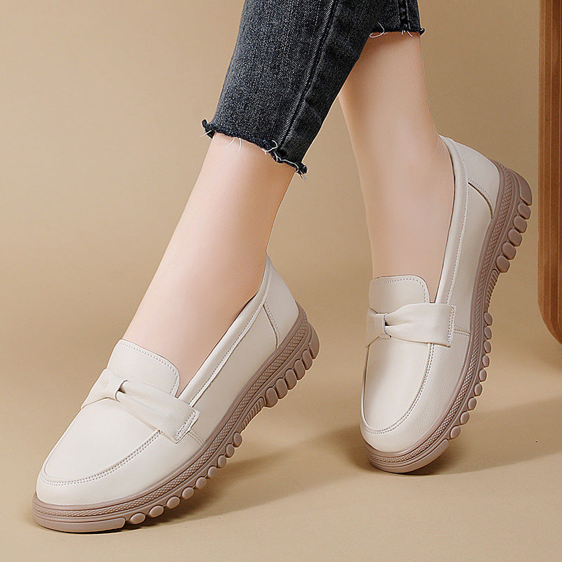 Women Leather Slip-On Non-Slip Loafers Shoes