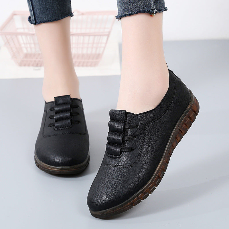 Women White Slip-On Hollow Casual Leather Shoes