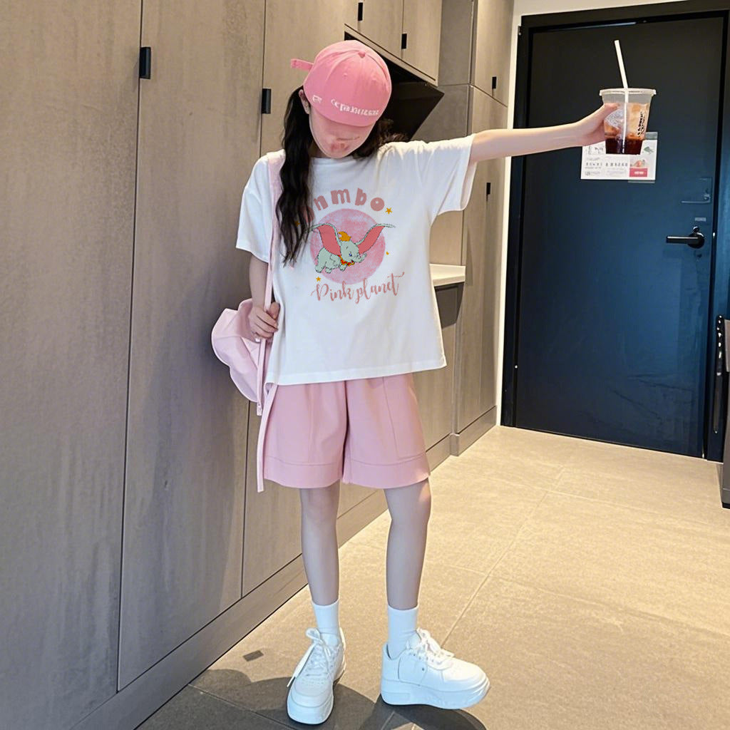 Girls Cartoon Sports Shorts Summer Set – Baby & Children's Outfits – Image 2