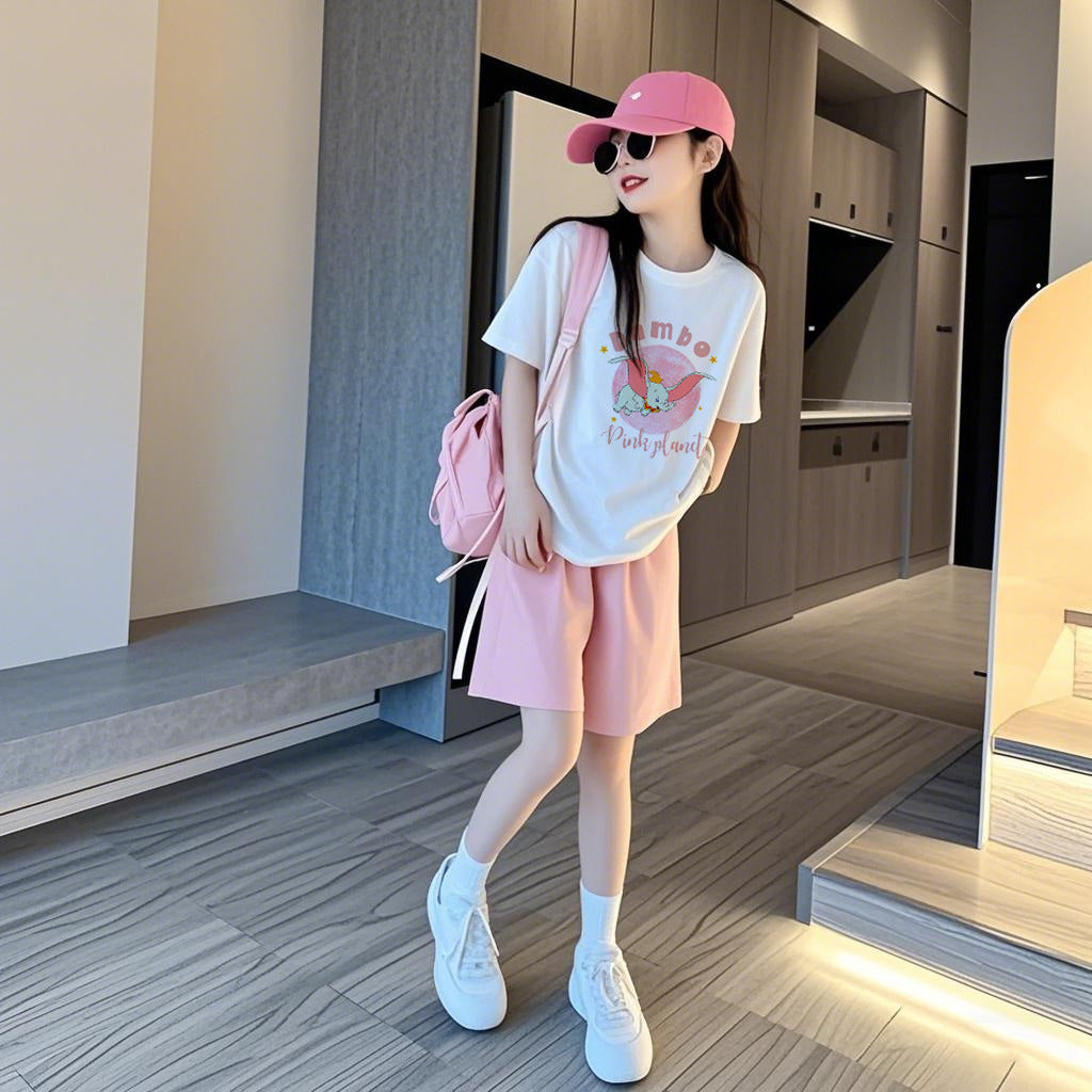 Girls Cartoon Sports Shorts Summer Set – Baby & Children's Outfits – Image 4