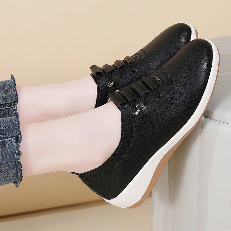 Women White Slip-On Cowhide Soft Shoes