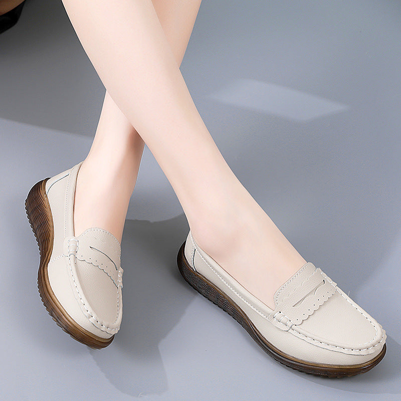 Women Cowhide Slip-On Non-Slip Mom Shoes