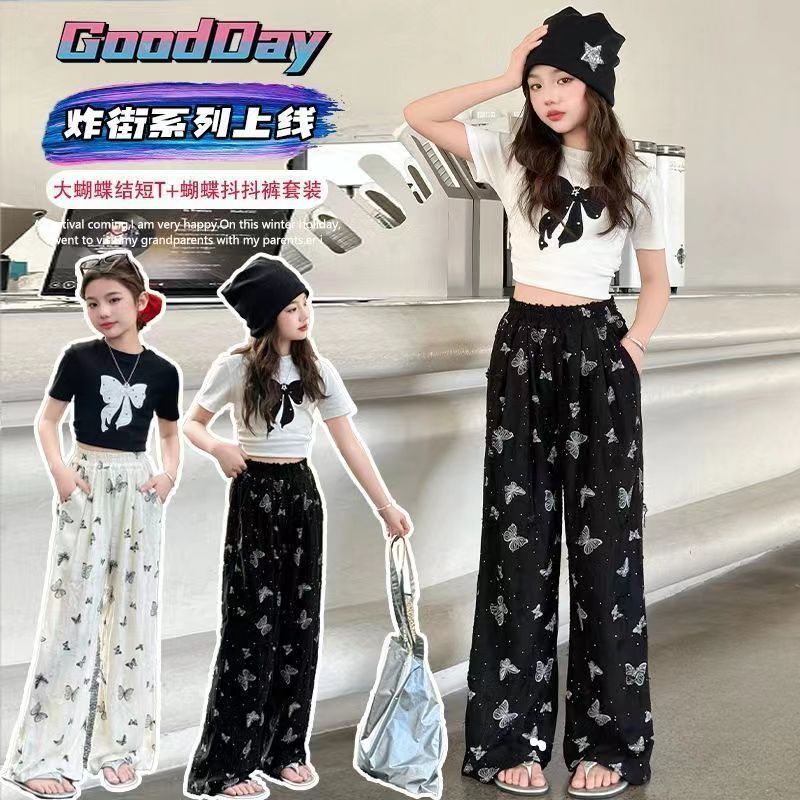 Girls Bowknot Pants Summer Two-Piece Set – Baby & Children's Outfits – Image 3