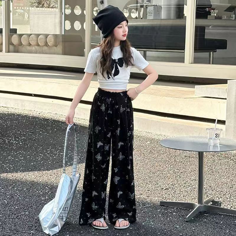 Girls Bowknot Pants Summer Two-Piece Set – Baby & Children's Outfits – Image 1