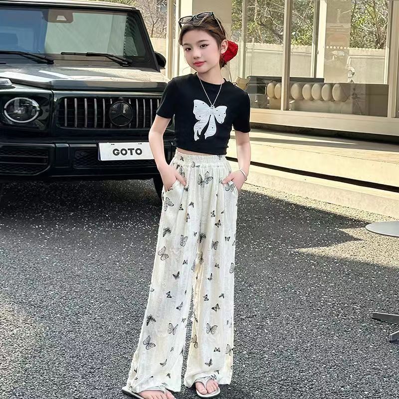 Girls Bowknot Pants Summer Two-Piece Set – Baby & Children's Outfits – Image 4
