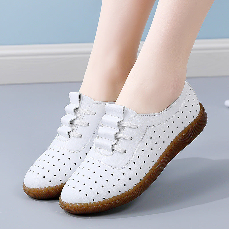Women Cowhide White Slip-On Loafers Shoes