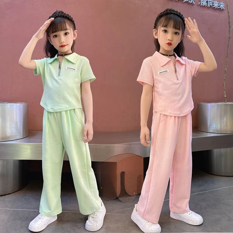 Girls Collar Wide-Leg Pants Summer Set – Baby & Children's Outfits – Image 3