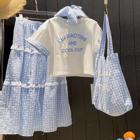 Girls Letter Skirt Summer Two-Piece Set – Baby & Children's Outfits – Image 1