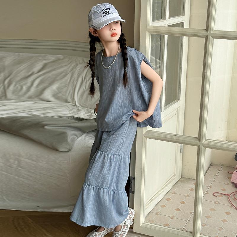 Girls Solid Sleeveless Pants Summer Set – Baby & Children's Outfits – Image 2