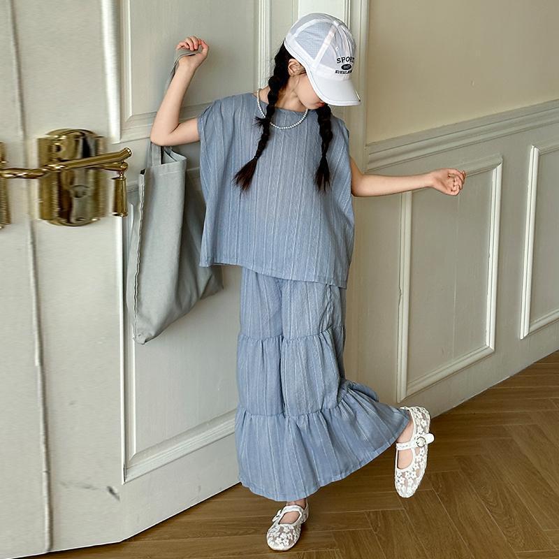 Girls Solid Sleeveless Pants Summer Set – Baby & Children's Outfits – Image 3