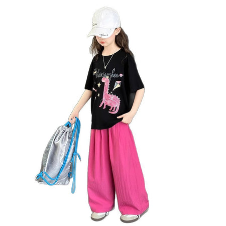 Girls Cartoon Pants Summer Two-Piece Set – Baby & Children's Outfits – Image 5