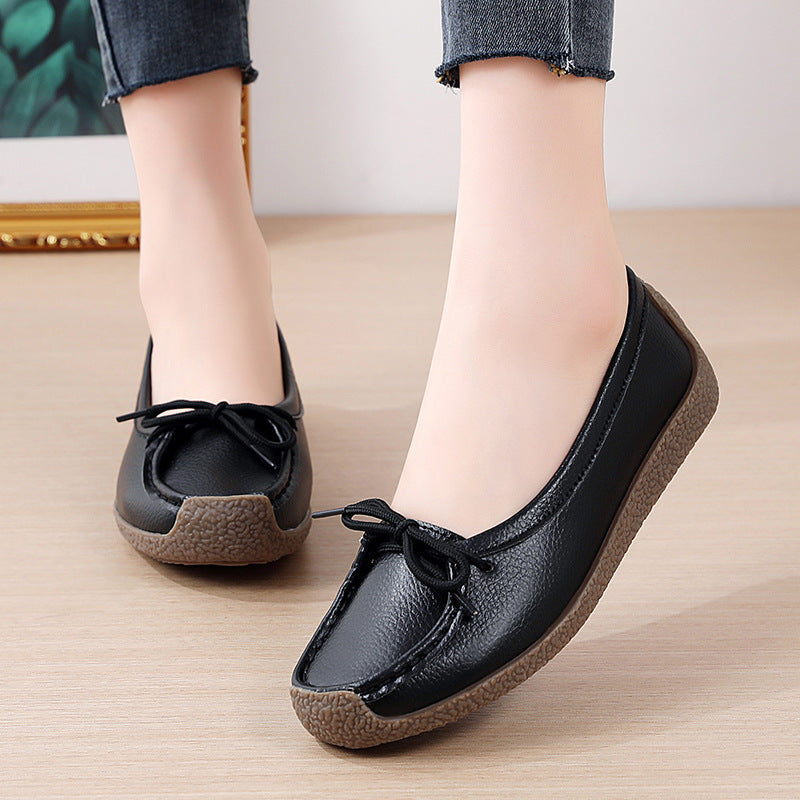 Women Leather Slip-On Soft Loafers Shoes