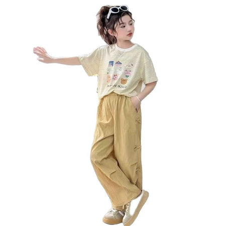 Girls Cartoon Pants Summer Two-Piece Set – Baby & Children's Outfits – Image 5