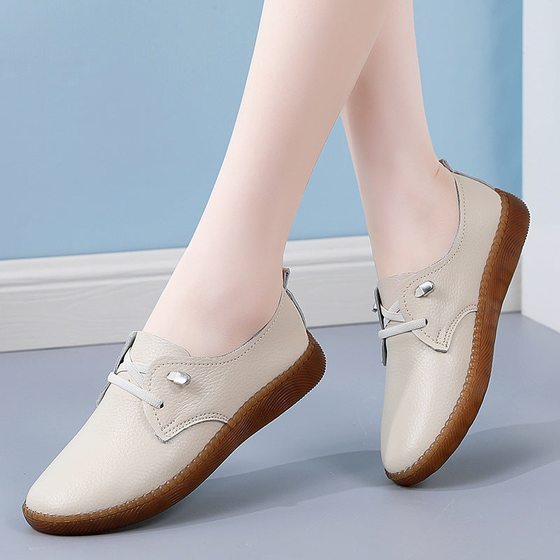 Women Leather Slip-On White Non-Slip Shoes
