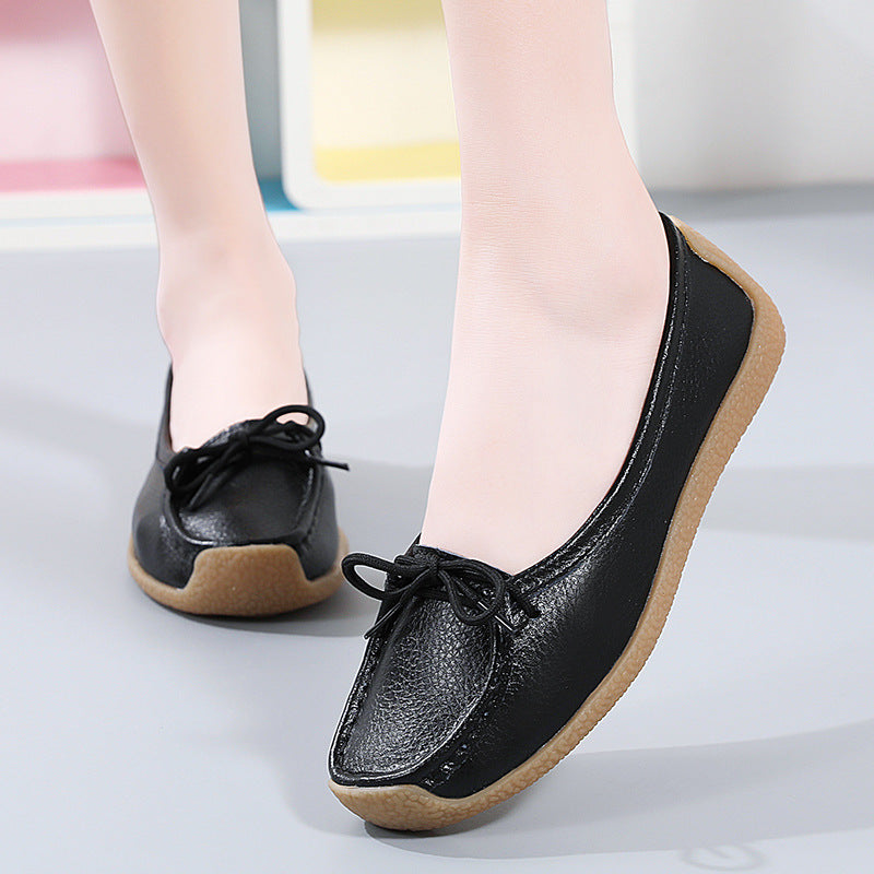 Breathable Leather Flats for Women Non-Slip