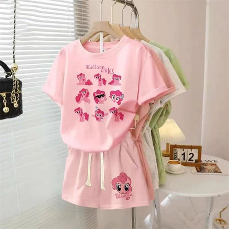 Girls Cartoon Sports Shorts Summer Set – Baby & Children's Outfits – Image 3