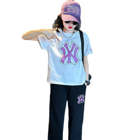 Girls Letter Straight Pants Summer Set – Baby & Children's Outfits – Image 5