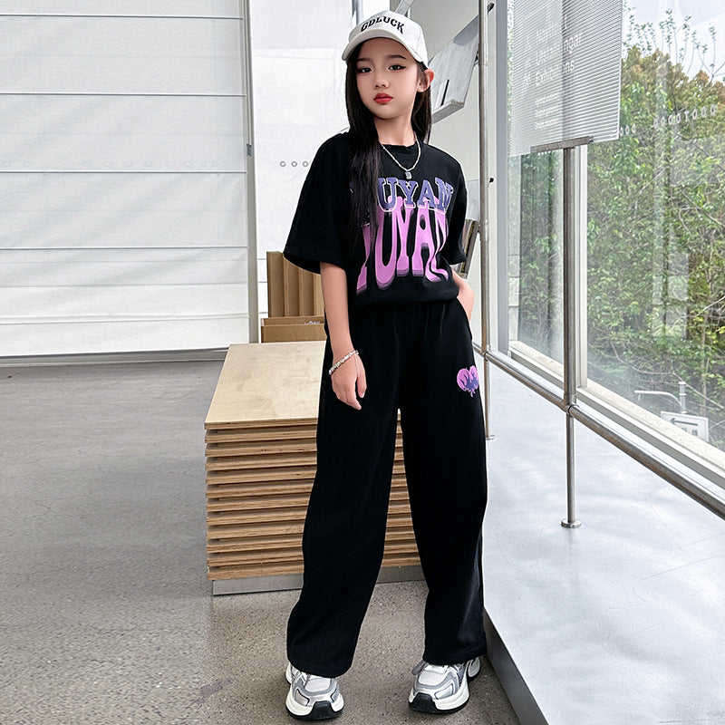 Girls Letter Sports Pants Summer Set – Baby & Children's Outfits – Image 4