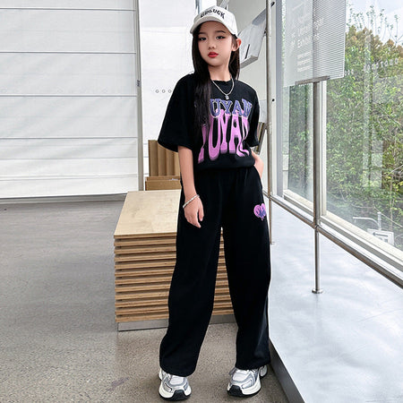 Girls Letter Sports Pants Summer Set – Baby & Children's Outfits – Image 4