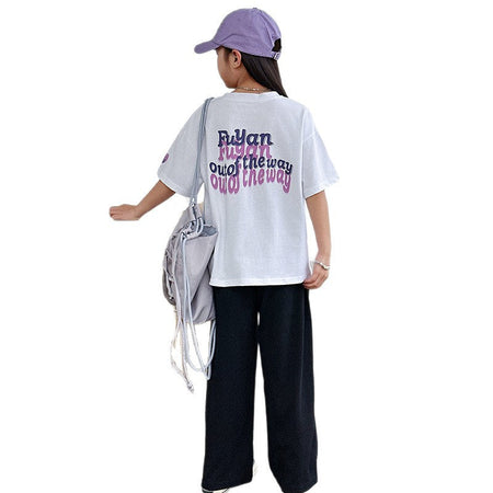 Girls Letter Sports Pants Summer Set – Baby & Children's Outfits – Image 5