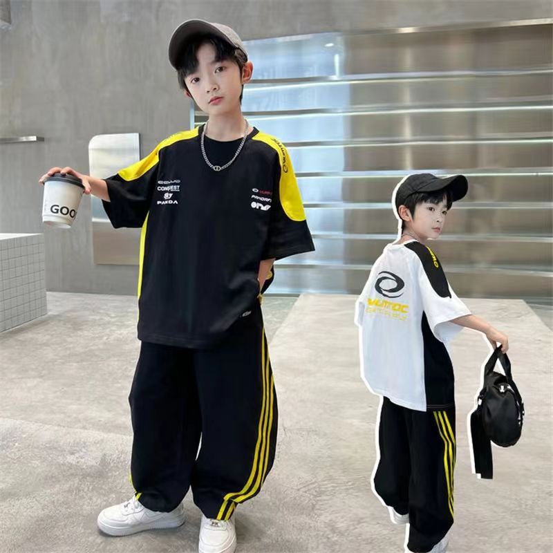 Boys Striped Raglan Pants Summer Set – Baby & Children's Outfits – Image 1