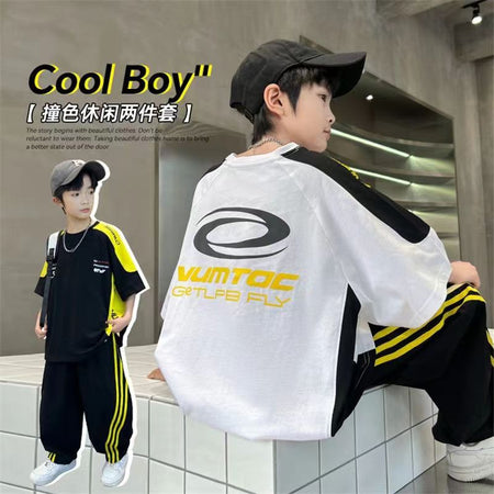 Boys Striped Raglan Pants Summer Set – Baby & Children's Outfits – Image 2