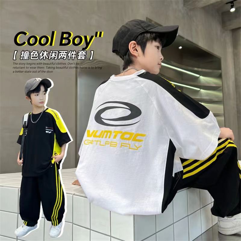 Boys Striped Raglan Pants Summer Set – Baby & Children's Outfits – Image 2