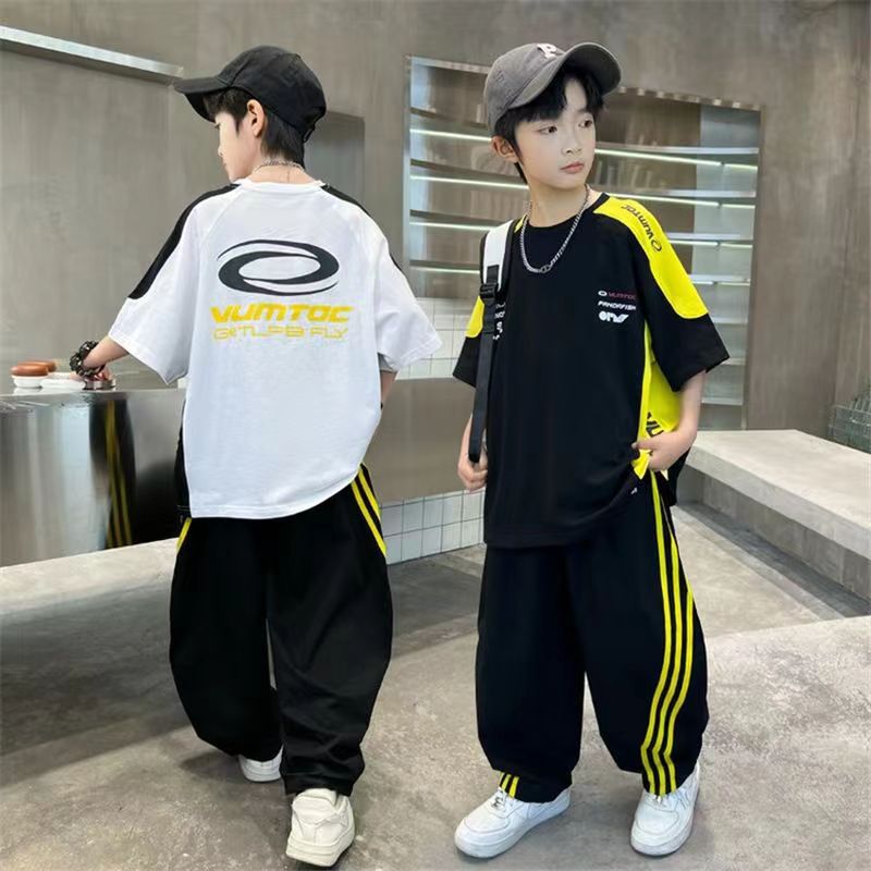 Boys Striped Raglan Pants Summer Set – Baby & Children's Outfits – Image 3
