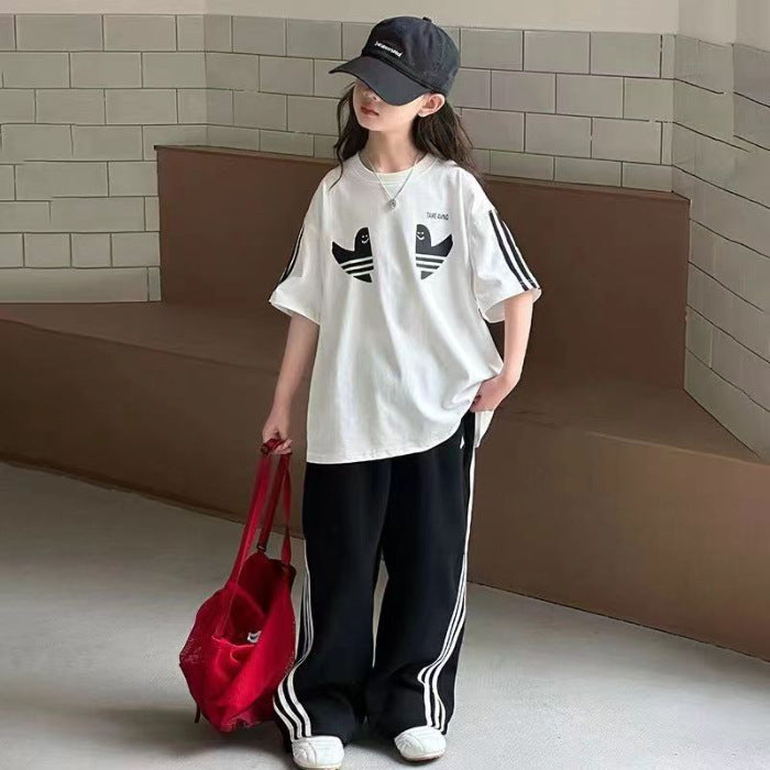 Girls Striped Sports Pants Summer Set – Baby & Children's Outfits – Image 3