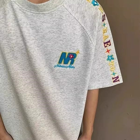 Men's light gray [m81] kc long sleeve T-shirt - loose fit round neck casual top