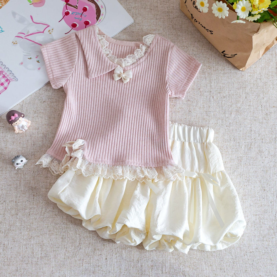 Girls Cute Summer Set – Korean Style Cartoon Outfit – Outfit Sets – Image 1