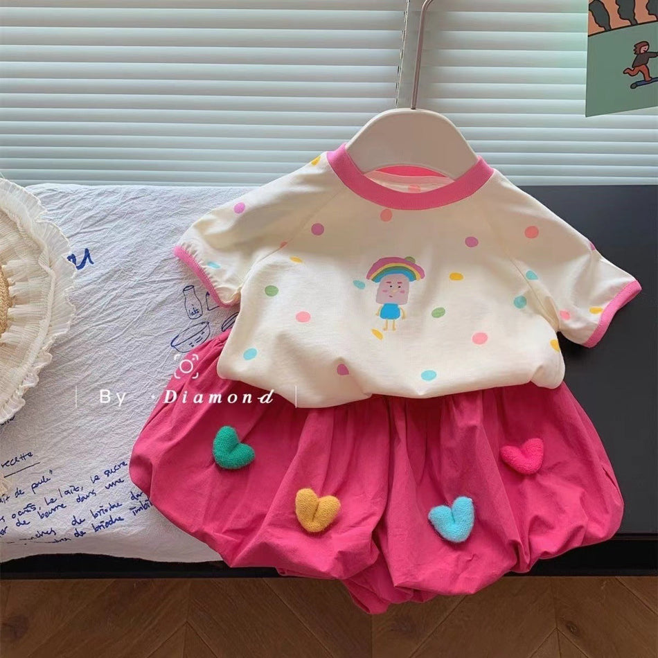 Girls Polka Dot Summer Set – Cute Korean Two-Piece – Outfit Sets – Image 1
