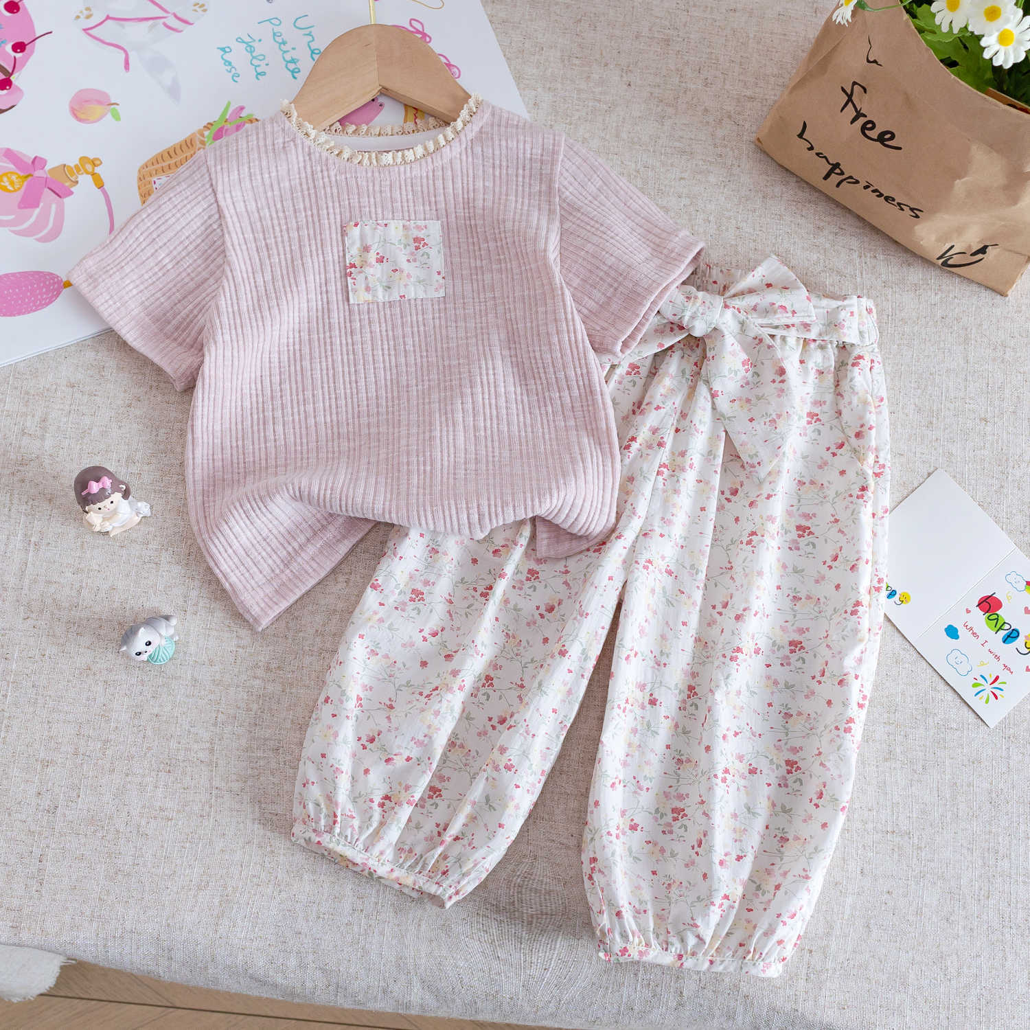 Baby Girl Floral Summer Set – Korean Style Two-Piece – Outfit Sets – Image 1