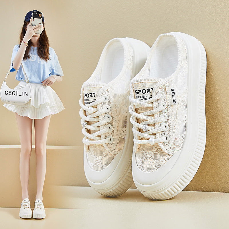 Korean Slip-On White Sneakers Women 2026