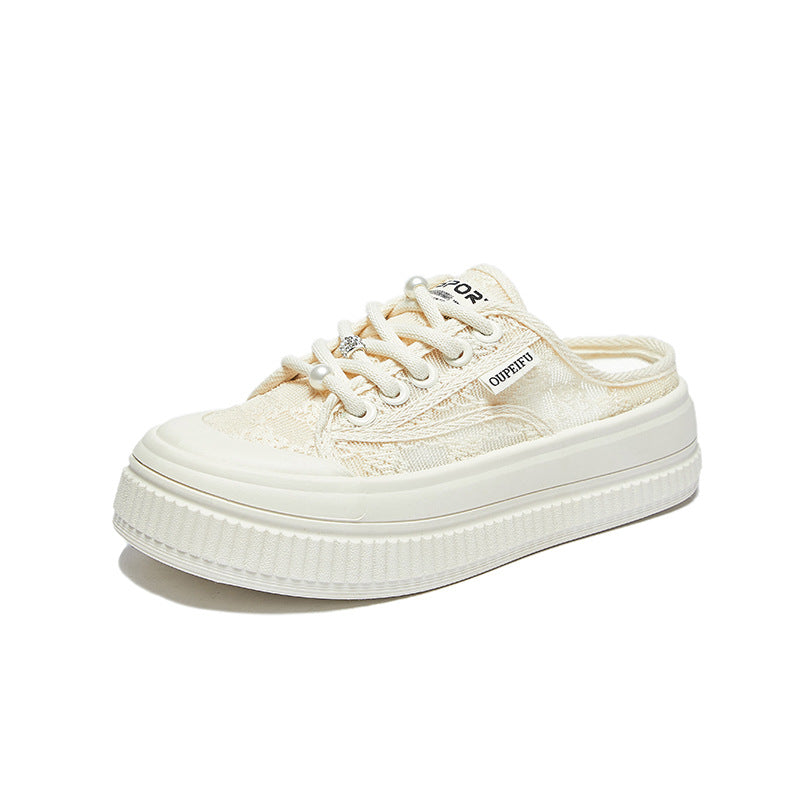 Korean Slip-On White Sneakers Women 2026