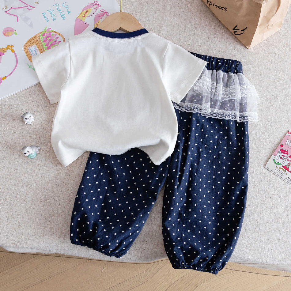 Baby Girl KT Cat Summer Set – Cute Polka Dot Outfit – Outfit Sets – Image 2