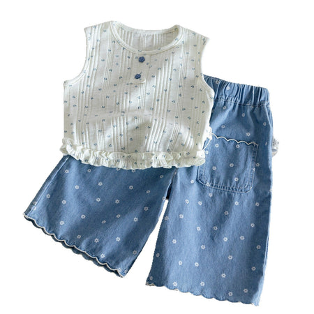 Baby Girl Floral Vest Set – Denim Two-Piece Outfit – Outfit Sets – Image 5