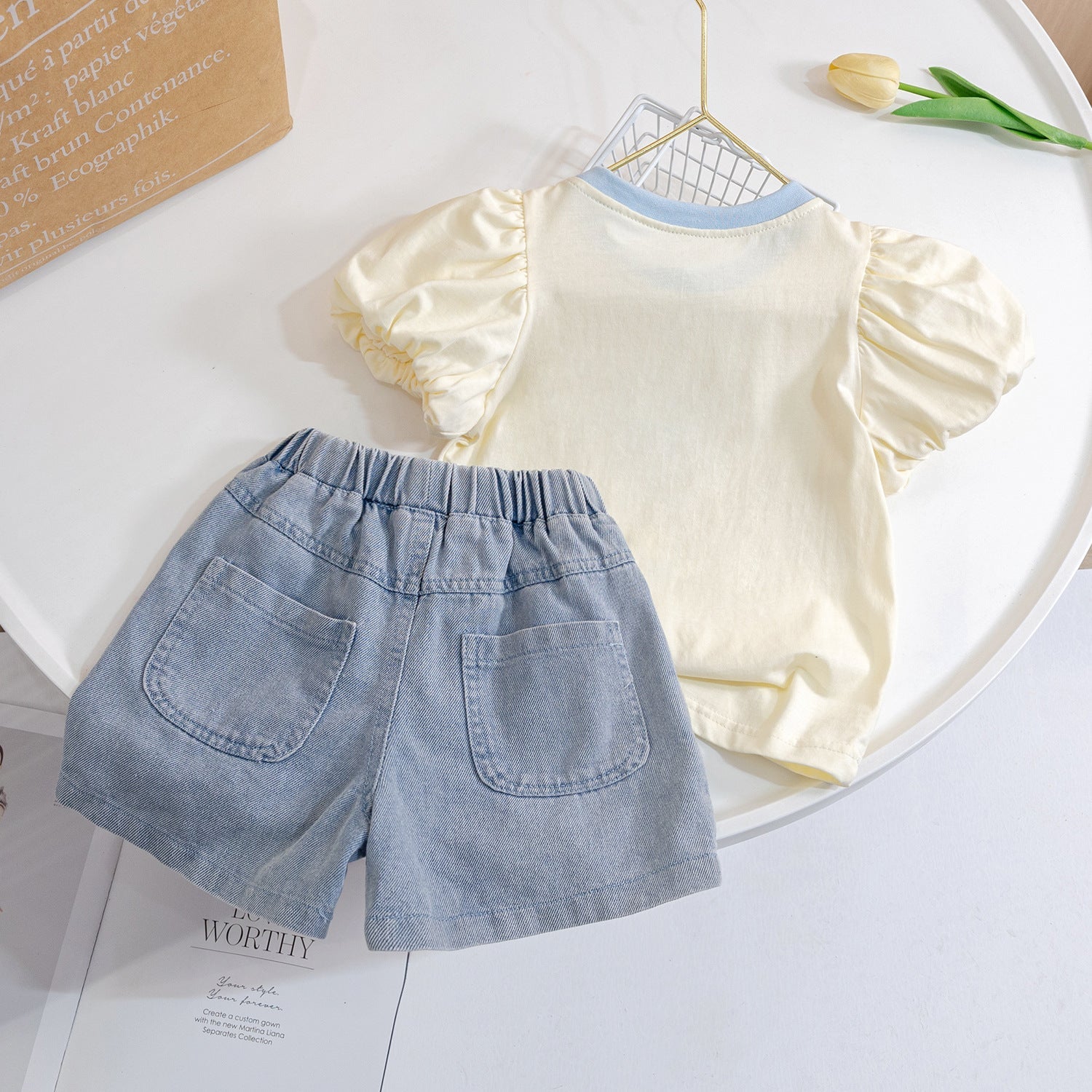 Girls Korean Denim Shorts Set – Stylish Summer Outfit – Outfit Sets – Image 2
