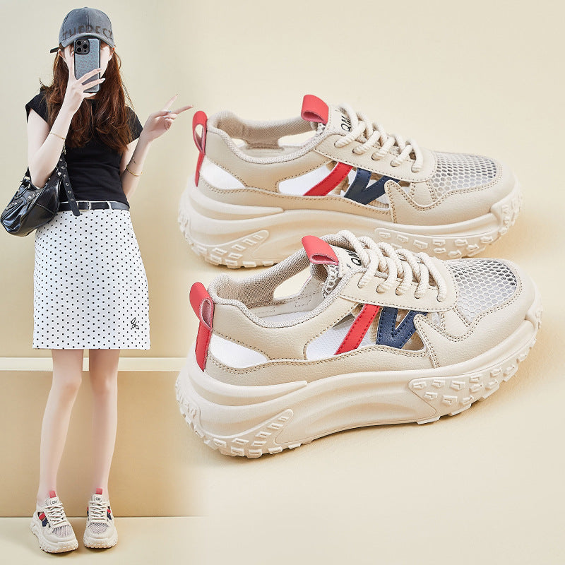 Women’s Hollow Mesh Sneakers Thick Sole