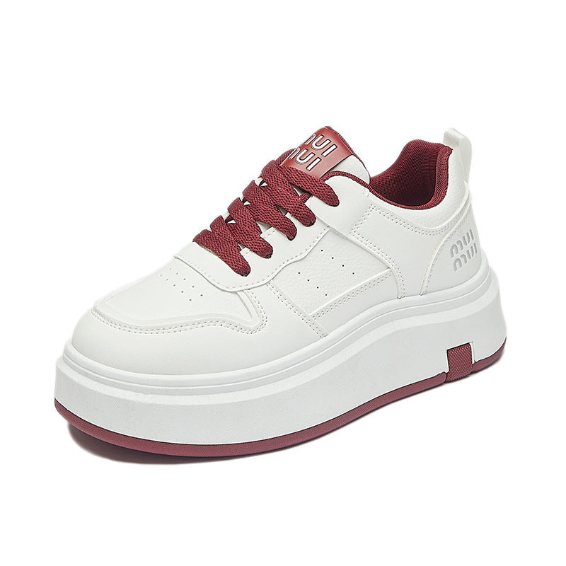 Korean White Sneakers Women 2026 Thick Sole